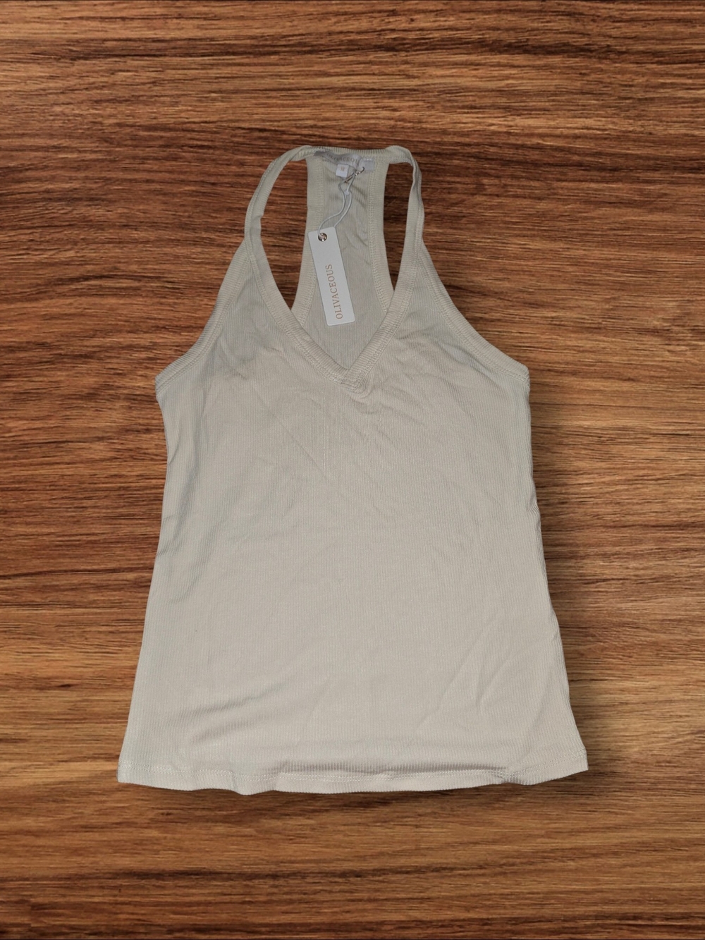 Olivaceous Cream Ribbed V-Neck Racerback Tank